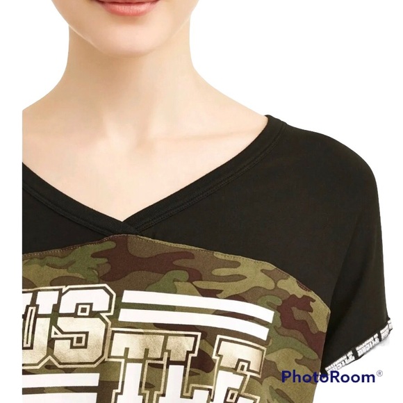 NOBO HUSTLE Camo Short Sleeve Shirt Top Medium Juniors - Picture 3 of 14